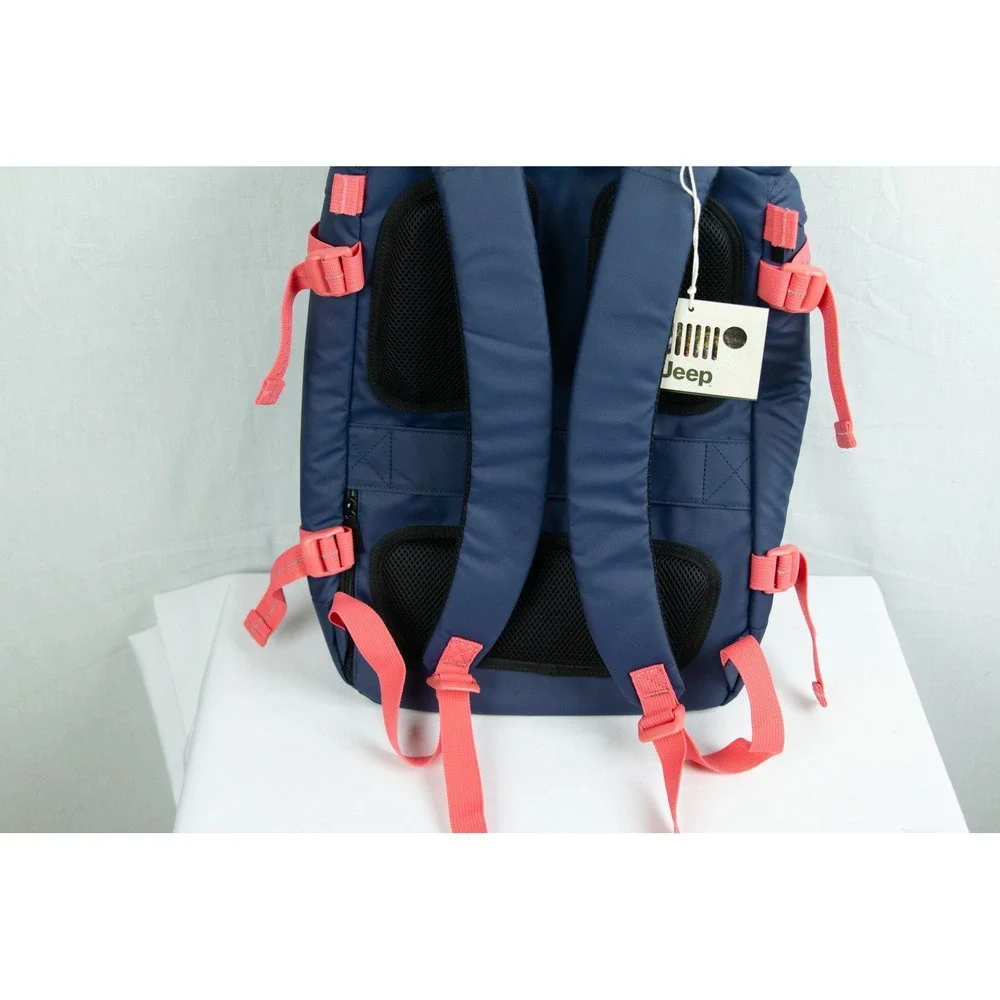 Jeep Adventure Backpack Navy Blue Coral Pink Rucksack Hiking Travel Bag NEW